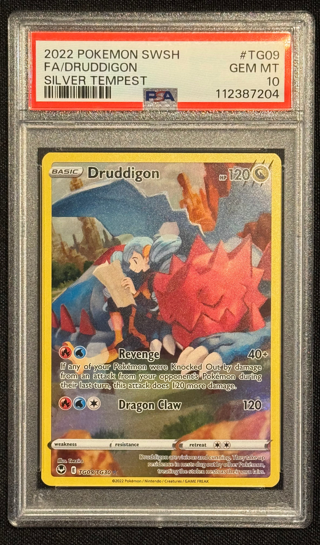 Druddigon TG09 PSA 10 Silver Tempest  Cert 112387204